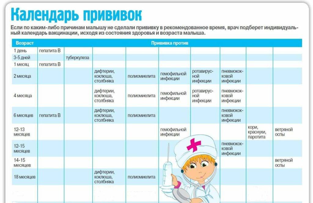 Календарь прививок для детей до 1 года в россии